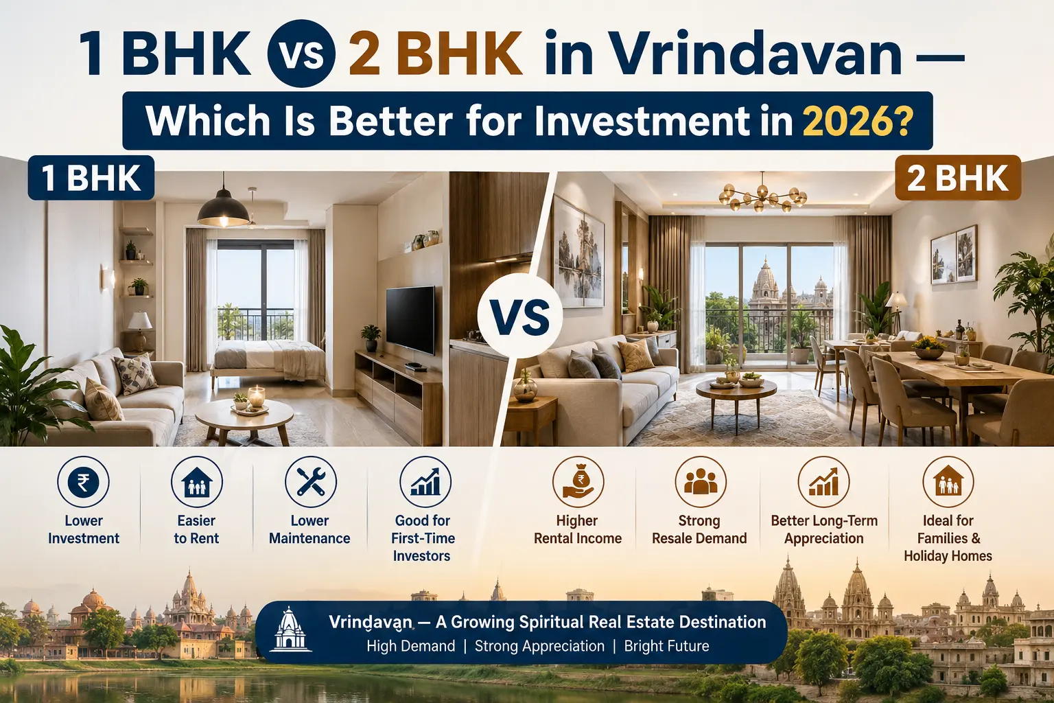 1 BHK vs 2 BHK in Vrindavan